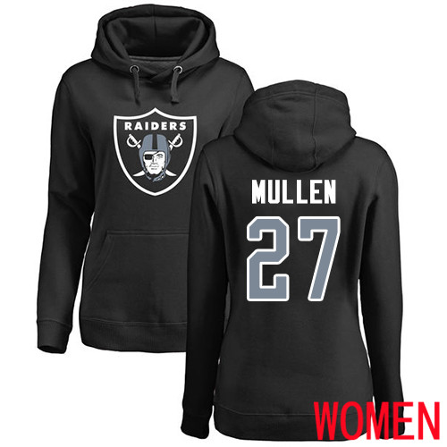 Oakland Raiders Black Women Trayvon Mullen Name and Number Logo NFL Football #27 Pullover Hoodie Sweatshirts->women nfl jersey->Women Jersey